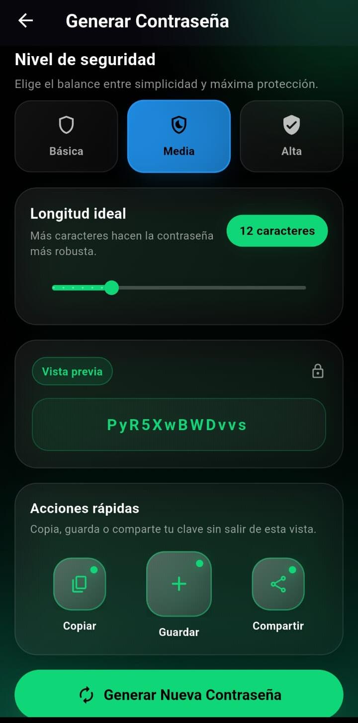 Generador de contraseñas en Safe Pass