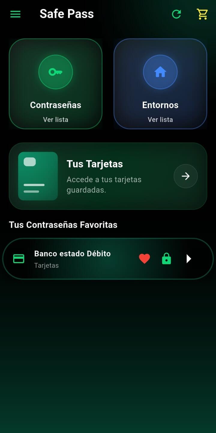 Pantalla principal de Safe Pass