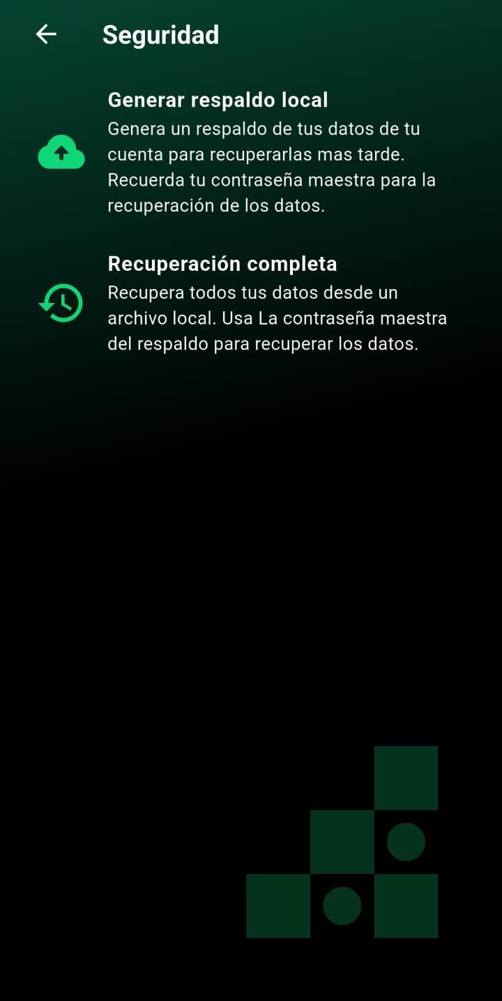 Respaldos en Safe Pass